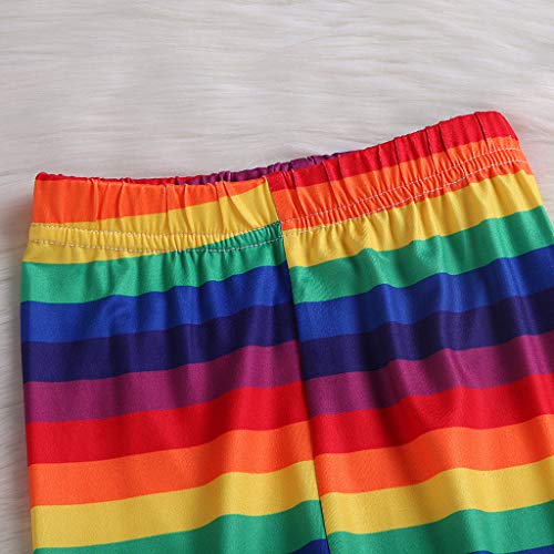 YWLINK♥NiñOs Bebé NiñA Bling Arco Iris Pantalones A Rayas Leggings Medias Mezcla De Algodon Moda Casual Pantalones Deportivos CóModo Ropa De NiñOs Regalo del DíA De Miembro(Multicolor,4-5 años/130)