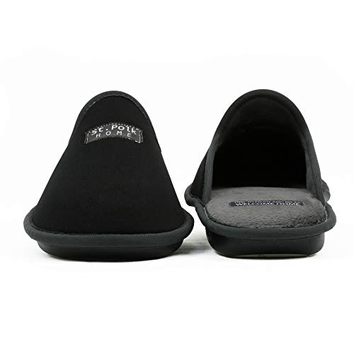 Zapatillas de Estar por casa Hombre/Mujer. Slippers para Verano e Invierno/Pantuflas cómodas, Resistentes, Transpirables y de Interior Suave. Suela de Goma Antideslizante (44 EU, Negro)