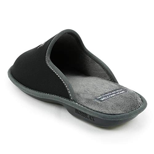 Zapatillas de Estar por casa Hombre/Mujer. Slippers para Verano e Invierno/Pantuflas cómodas, Resistentes, Transpirables y de Interior Suave. Suela de Goma Antideslizante (44 EU, Negro)