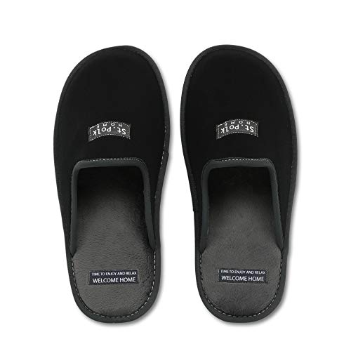 Zapatillas de Estar por casa Hombre/Mujer. Slippers para Verano e Invierno/Pantuflas cómodas, Resistentes, Transpirables y de Interior Suave. Suela de Goma Antideslizante (44 EU, Negro)