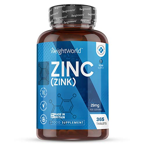 Zinc 25 mg Vegano 365 Comprimidos, Suministro Anual - Gluconato de Zinc, Mejora el Sistema Inmunologico, Aumenta Metabolismo, Fortalece Cabello, Piel, Huesos y Uñas, Ayuda a Aumentar Testosterona