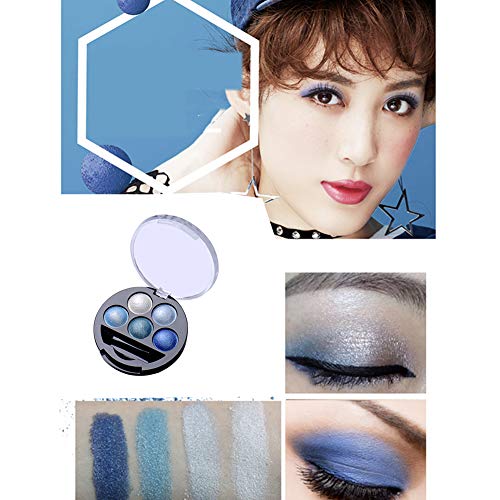 ZYCX123 5 Brillo de los Colores de Sombra de Ojos en Polvo metálico Brillo Paleta de Sombra de Ojos - Azul metálico Muy asequibles y útiles de los cosméticos