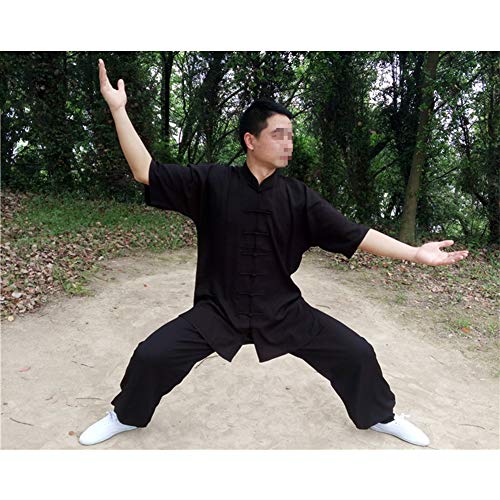 ZYQDRZ Ropa De Artes Marciales, Ropa De Tai Chi De Algodón Y Lino, Ropa De Tai Chi, Trajes/Incluidos Ropa Y Pantalones,Negro,XL