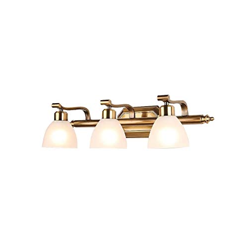 Z&Z-Apliques en forma de vela Led Retro Impermeable Cobre Vidrio Inodoros Luz De Espejo Luces De Maquillaje, Creative Three Heads Simple 60cm Baño Espejo Luz Delantera Espejo Luces De Gabinete Vestido