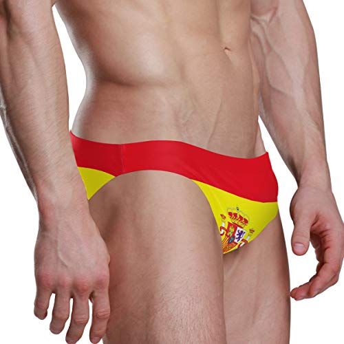 ZZKKO - Bikini de playa con bandera nacional para hombre, ropa interior deportiva Multicolor Bandera de España L