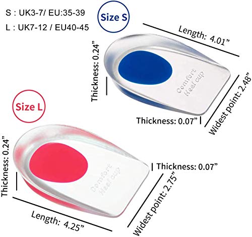 2 pares de almohadillas de gel para talones,almohadillas de silicona para talones para la fascitis plantar,espolones del talón y dolor de Aquiles,copas gel para talones y cojines Absorción