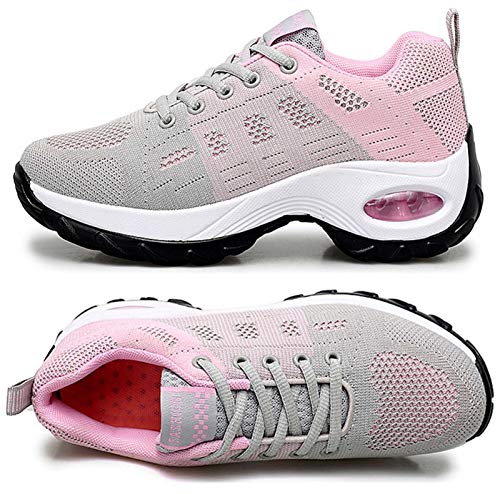 2020 Zapatos cuña Mujer Zapatillas de Deportivas Plataforma Mocasines Primavera Verano Planas Ligero Tacon Sneakers Cómodos Zapatos para Mujer, Gray,42 EU