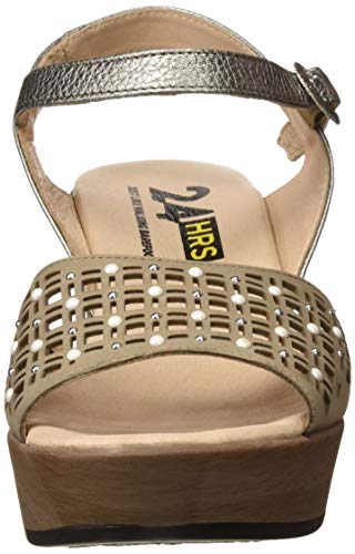 24 HORAS 24050, Sandalias con Plataforma para Mujer, Beige (Cana 10), 37 EU