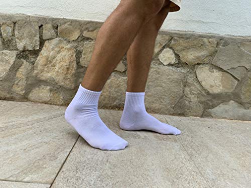 6 Pares Calcetines de tenis corte medio (Blanco, 40-45)