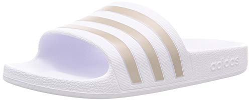 adidas Aqua Adilette, Sandalia Unisex Adulto, Footwear White/Platin Metallic/Footwear White, 47 EU