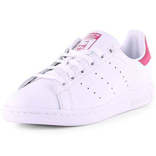 adidas Stan Smith J, Zapatillas Unisex Adulto, Blanco (Footwear White/Footwear White/Bold Pink 0), 36 2/3 EU