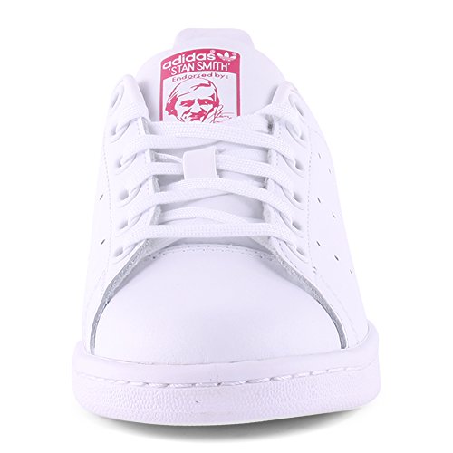 adidas Stan Smith J, Zapatillas Unisex Adulto, Blanco (Footwear White/Footwear White/Bold Pink 0), 38 EU