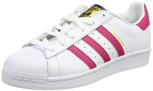 Adidas Superstar Foundation, Zapatillas Unisex Infantil, Blanco / Fucsia, 36 2/3 EU