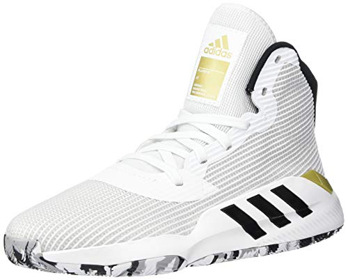 adidas Tenis de baloncesto Pro Bounce 2019 para hombre, blanco (blanco/negro/dorado metálico), 52 EU