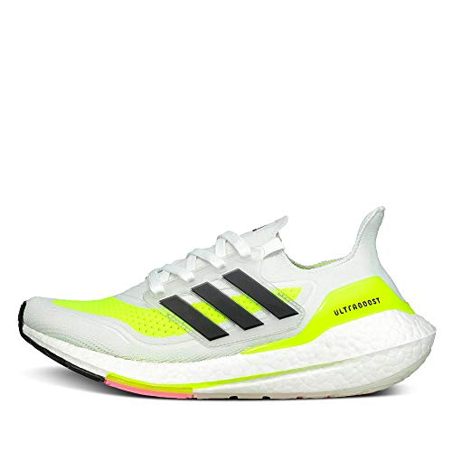 adidas Ultraboost 21 W, Zapatillas para Correr Mujer, FTWR White/Core Black/Solar Yellow, 37 1/3 EU