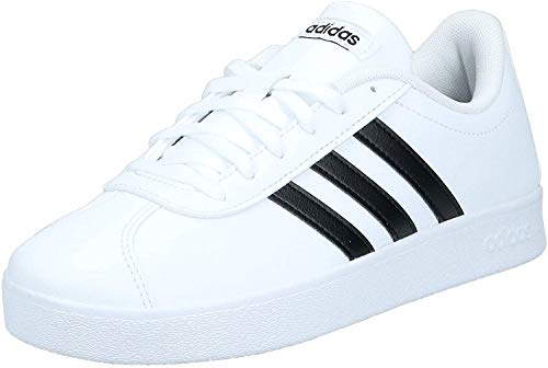 Adidas VL Court 2.0 K, Zapatillas Unisex Niños, Blanco (Footwear White/Core Black/Footwear White 0), 34 EU