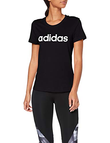 adidas W E Lin Slim T Camiseta de Manga Corta, Mujer, Negro (Black/White), S