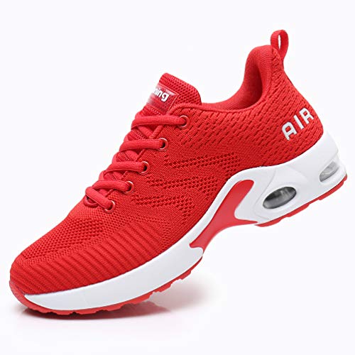 AFFINEST Zapatos para Correr para Mujer Air Zapatillas de Running Ligero y Transpirable Sneakers y Asfalto Aire Libre y Deportes Calzado Rojo 38