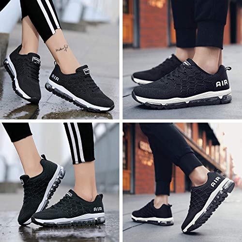 Air Zapatillas de Running para Hombre Mujer Zapatos para Correr y Asfalto Aire Libre y Deportes Calzado 1643 Unisexo Black 40