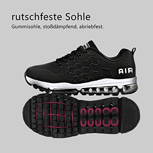 Air Zapatillas de Running para Hombre Mujer Zapatos para Correr y Asfalto Aire Libre y Deportes Calzado 1643 Unisexo Black 40