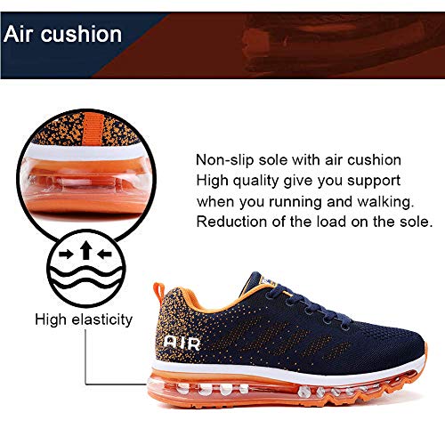 Air Zapatillas de Running para Hombre Mujer Zapatos para Correr y Asfalto Aire Libre y Deportes Calzado Unisexo Blue Orange 38