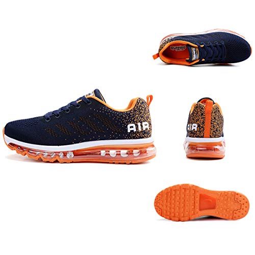 Air Zapatillas de Running para Hombre Mujer Zapatos para Correr y Asfalto Aire Libre y Deportes Calzado Unisexo Blue Orange 39