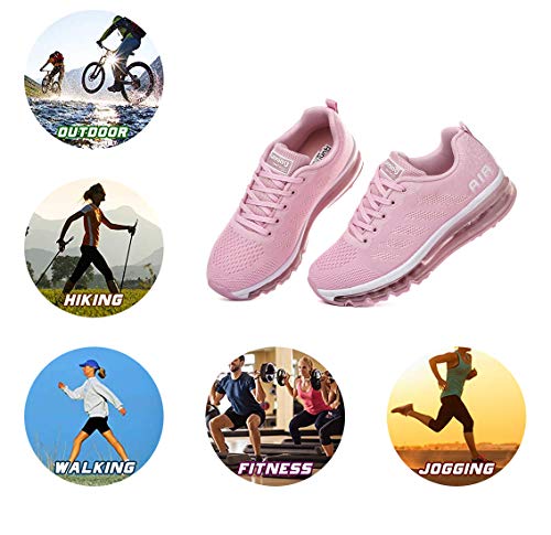 Air Zapatillas de Running para Hombre Mujer Zapatos para Correr y Asfalto Aire Libre y Deportes Calzado Unisexo Pink 38