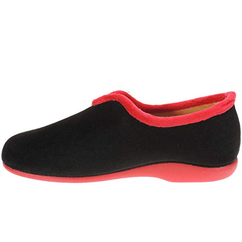 ALBEROLA Z215 Zapatilla Casa Cerrada Mujer Llana Aterciopelada Terpel Invierno Negro Talla 36