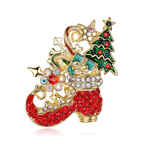 Alfileres Broche Mujeres Niñas Ramillete, Botas navideñas Moda Delicado Diamante Navidad Amigos Mujeres Joyería Regalo