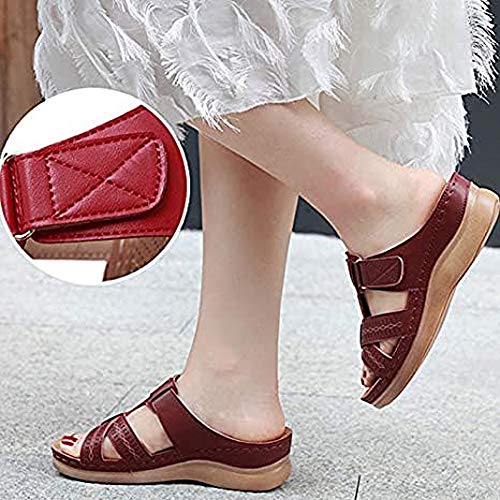 Amitafo Sandalias con Punta Abierta para Mujer Mules de Cuña Cómodos Pantuflas de Antideslizante Moda Plataforma Zapatillas de Verano 40 EU = Etiqueta 41