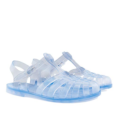 Andres Machado - Sandalias de Verano de Goma Unisex para Mujeres, Hombres y niños - AM188 - cangrejeras con Cierre de Hebilla - Transparente -EU 41