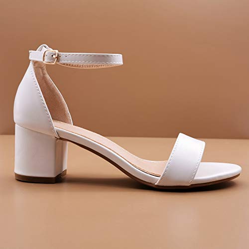 Angkorly - Zapatillas Moda Tacón escarpín Sandalias Glamour La Noche Elegante Mujer Tanga Simple básica Bloque 6 CM - Blanco YU180 T 39