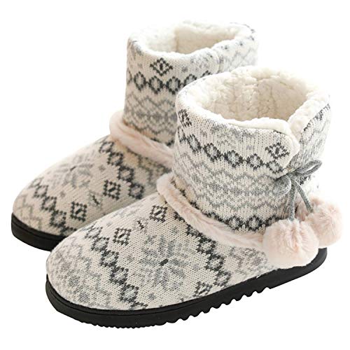 AONEGOLD Zapatillas casa para Unisexo Antideslizante Pantufla Invierno Suaves Peluche Caliente(Blanco,39/40 EU)