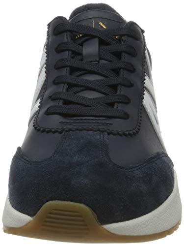 Armani Exchange Leather Suede Sneakers, Zapatillas Hombre, Navy Optic White, 40.5 EU