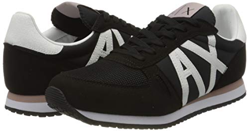 Armani Exchange Retro Running Sneakers, Zapatillas Mujer, Negro (Black+White A120), 38 EU