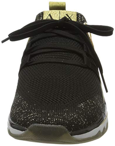 Armani Exchange Sock Sneakers, Zapatillas para Mujer, Negro (Black+Lt Gold R488), 38 EU