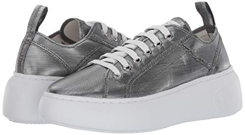 ARMANI EXCHANGE Zapatillas de Deporte para Mujer Color de Tela Brillante Blanco Plata (Numeric_38)