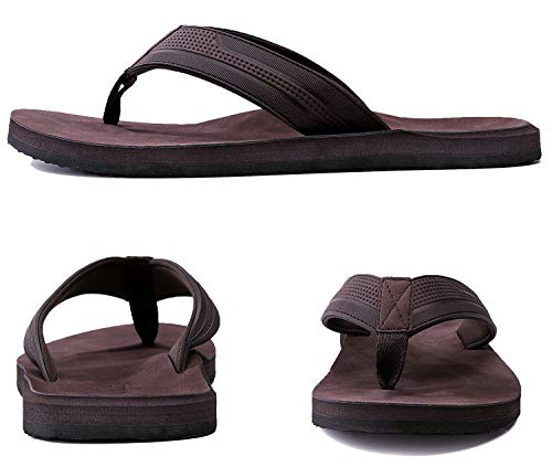 ARRIGO BELLO Chanclas Hombre Flip Flops Cuero Sandalias Verano Antideslizante Piscina Playa Interior Talla 41-46(DK. marrón, 42)