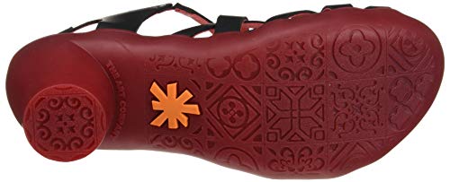 Art ALFAMA, Sandalia con talón Mujer, Black-Red, 40 EU