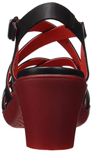 Art ALFAMA, Sandalia con talón Mujer, Black-Red, 40 EU