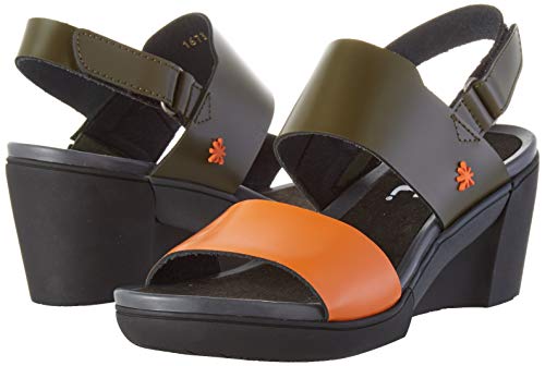 Art Rotterdam, Zapatos de tacón con Punta Abierta Mujer, Multicolor (Kaki/Orange Kaki/Orange), 36 EU