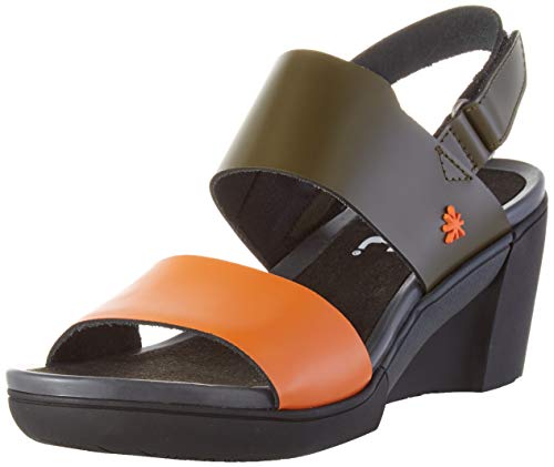 Art Rotterdam, Zapatos de tacón con Punta Abierta Mujer, Multicolor (Kaki/Orange Kaki/Orange), 39 EU