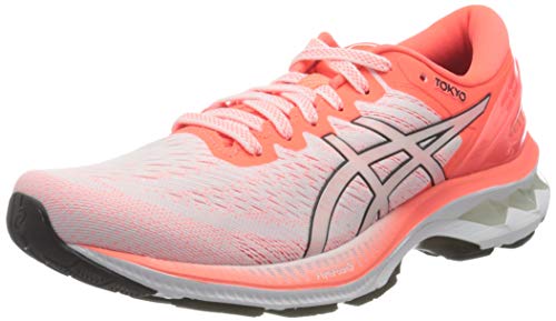 Asics Gel-Kayano 27 Tokyo, Road Running Shoe Mujer, White/Sunrise Red, 39.5 EU