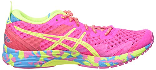 Asics Gel-Noosa Tri 12, Road Running Shoe Mujer, Pink GLO/Safety Yellow, 40 EU