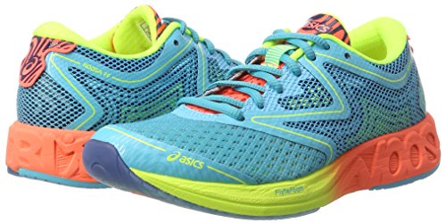 Asics Noosa FF, Zapatillas de Deporte para Mujer, Azul (Aquarium / Flash Coral / Safety Yellow), 38 EU