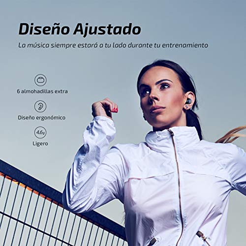 Auriculares inalámbricos Bluetooth ENACFIRE E60 V5.0, 8 Horas de reproducción Permanente, Auriculares Deportivos Bluetooth de Nivel IPX8, Calidad de Sonido HD, Doble micrófonos