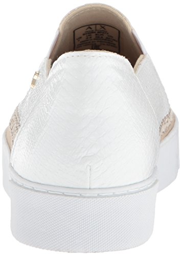 A|X Armani Exchange Snakeskin Textured Slip On Platform Sneaker, Zapatillas Deportivas. Mujer, Blanco, 39.5 EU