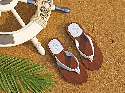 AXBOXING Chanclas Mujer Flip Flop PU Cuero Simple Elegante Sommer Sandalias Verano Suave Ligeras Playa Vacaciones Antideslizantes Tamaño 36-41 (Blanca, Numeric_40)