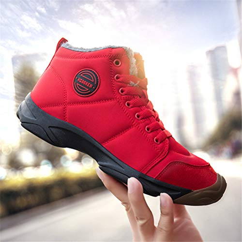 AZOOKEN Hombre Mujer Botas de Invierno Zapatillas Trekking Senderismo Impermeables Nieve Antideslizante Calientes Botines (6118-Red38)