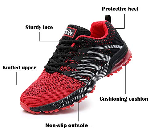 AZOOKEN Hombre Mujer Zapatillas de Gimnasia Running Zapatos Deportivos Aire Libre y Deporte Respirable Sneakers para(8995 Red38)